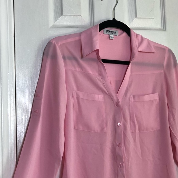 Lightweight Light Pink Button Down Blouse - Picture 3 of 6